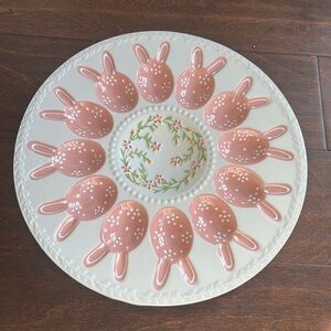 Potters Studio Easter Deviled Egg Serving Tray Platter Fits 12 Bunny New Pink